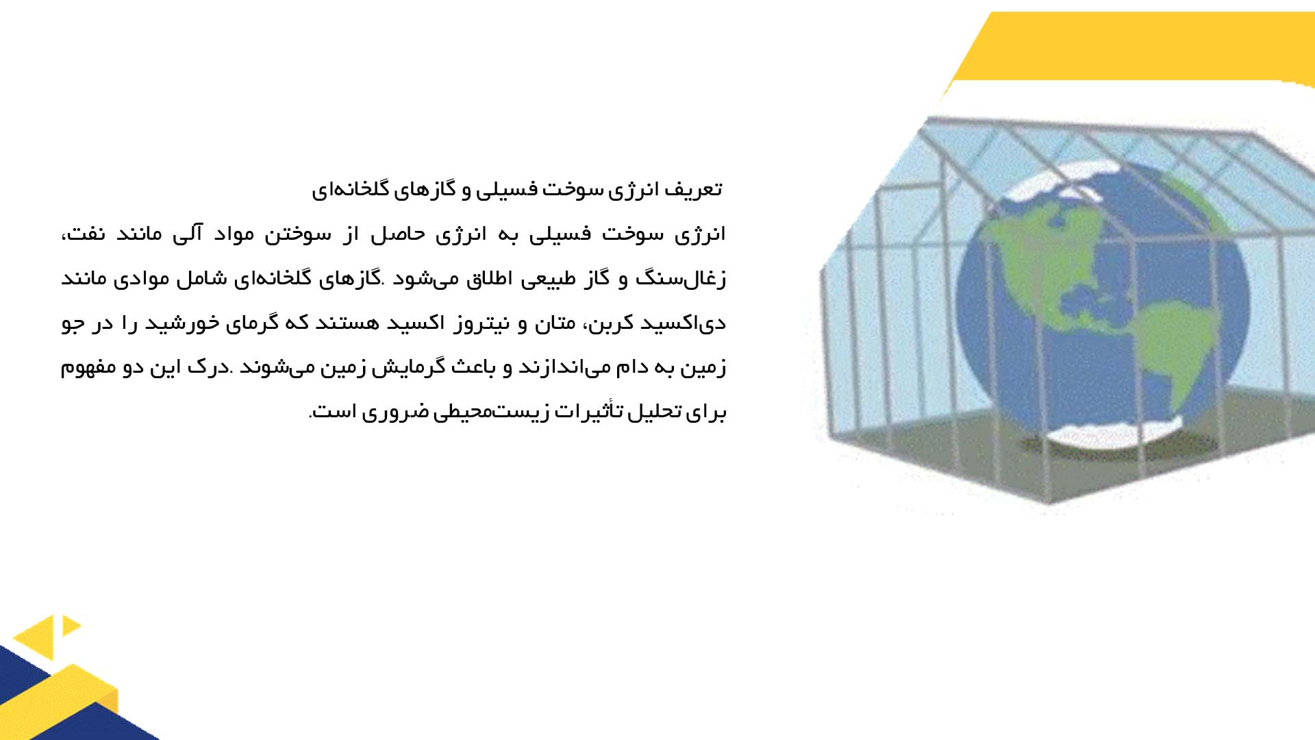 پاورپوینت در مورد انرژی سوخت فسیلی و تأثیر آن بر انتشار گازها